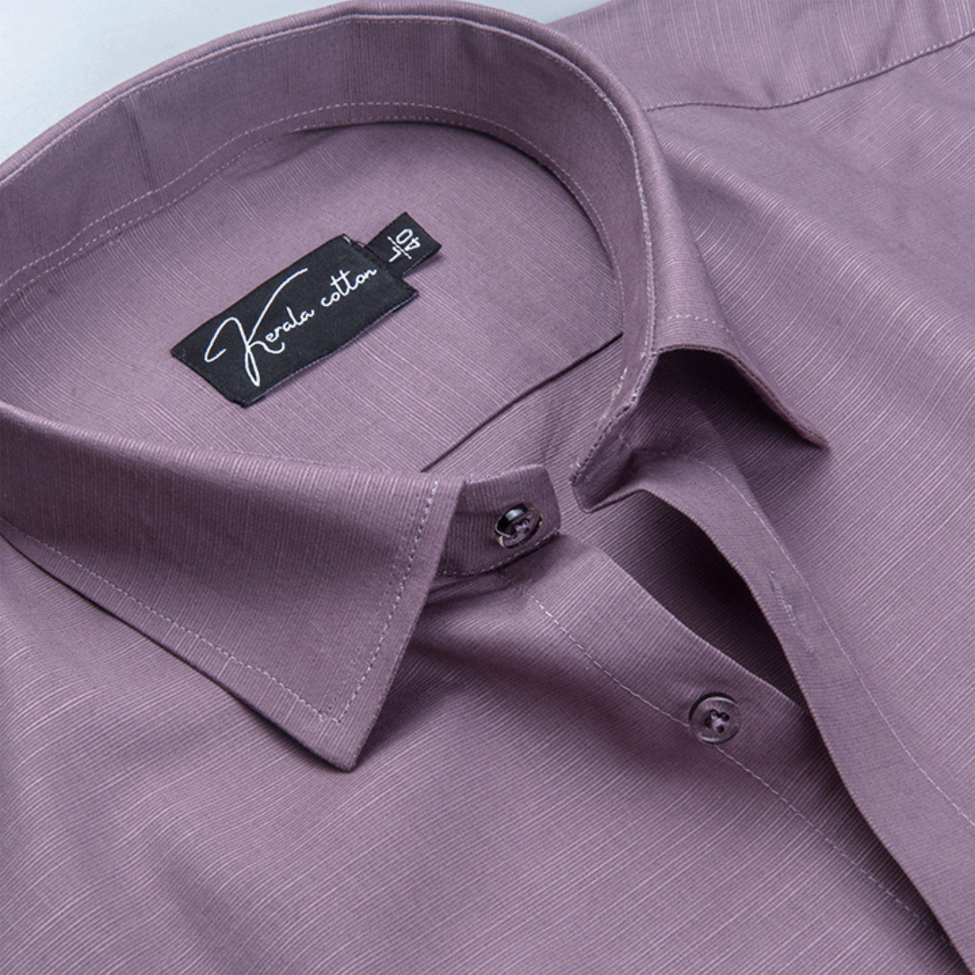Lavender Colour Lining Texture Cotton Shirts for Men