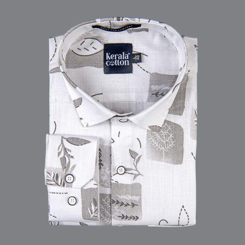 Turkey Linen White With Grey Square Print
