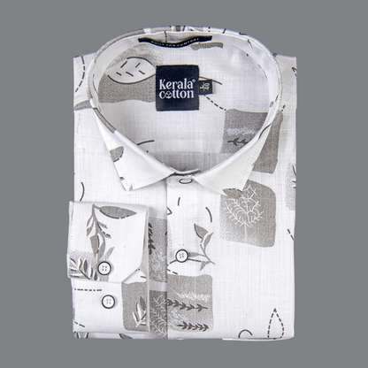 Turkey Linen White With Grey Square Print