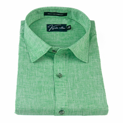 100% Linen Prime Pista Green Shirts For Men