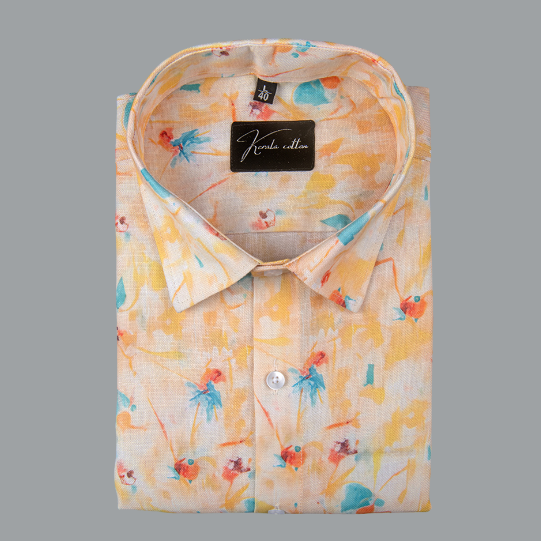 Rusiyano Linen Orange Sky Mix Shirts for Men