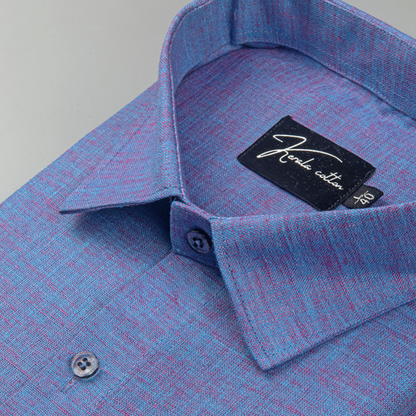 Linen New Wine Blue Mix Cotton Shirts