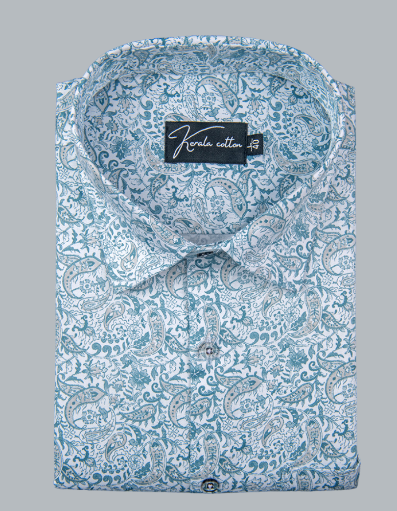 Trident White Rama Colour Cotton Print Shirts