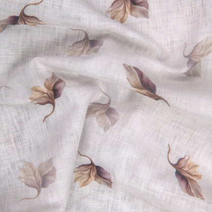 Linen Prime White with Coffee Flower Print Shirts for Men