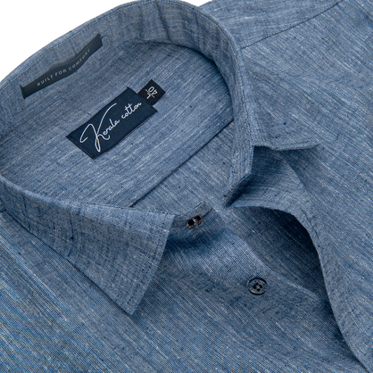 Linen Khadi Blue Colour Shirts For Men