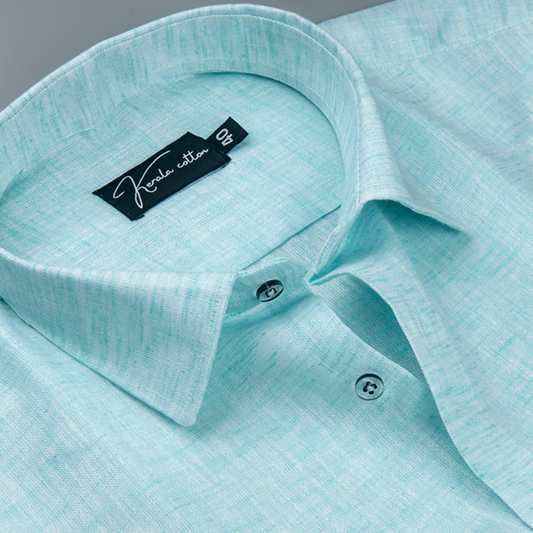 60 Lea Pure Linen Light Rama Blue Colour Shirts for Men