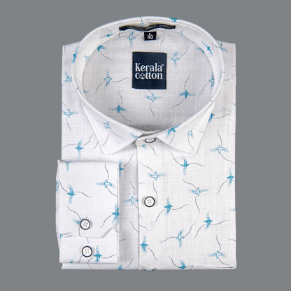 Turkey Linen White With Sky Print