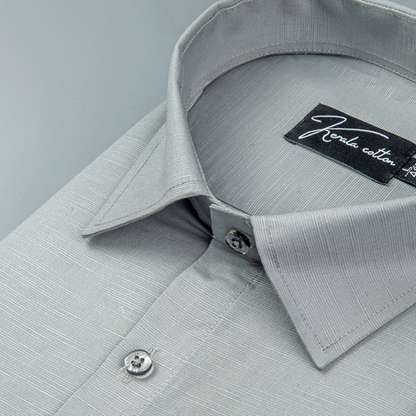 Still Gray Colour Lining Texture Cotton Shirts for Men