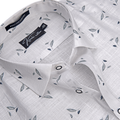 Turkey Linen White With Sky Batel Print Shirts For Men