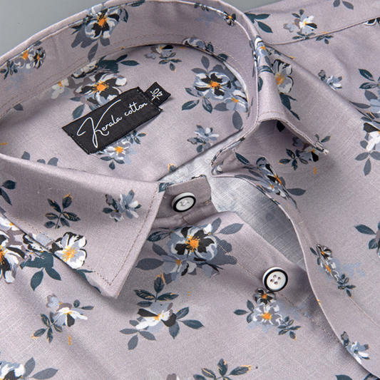 Digital Gray Rama Flower Print Shirts for Men