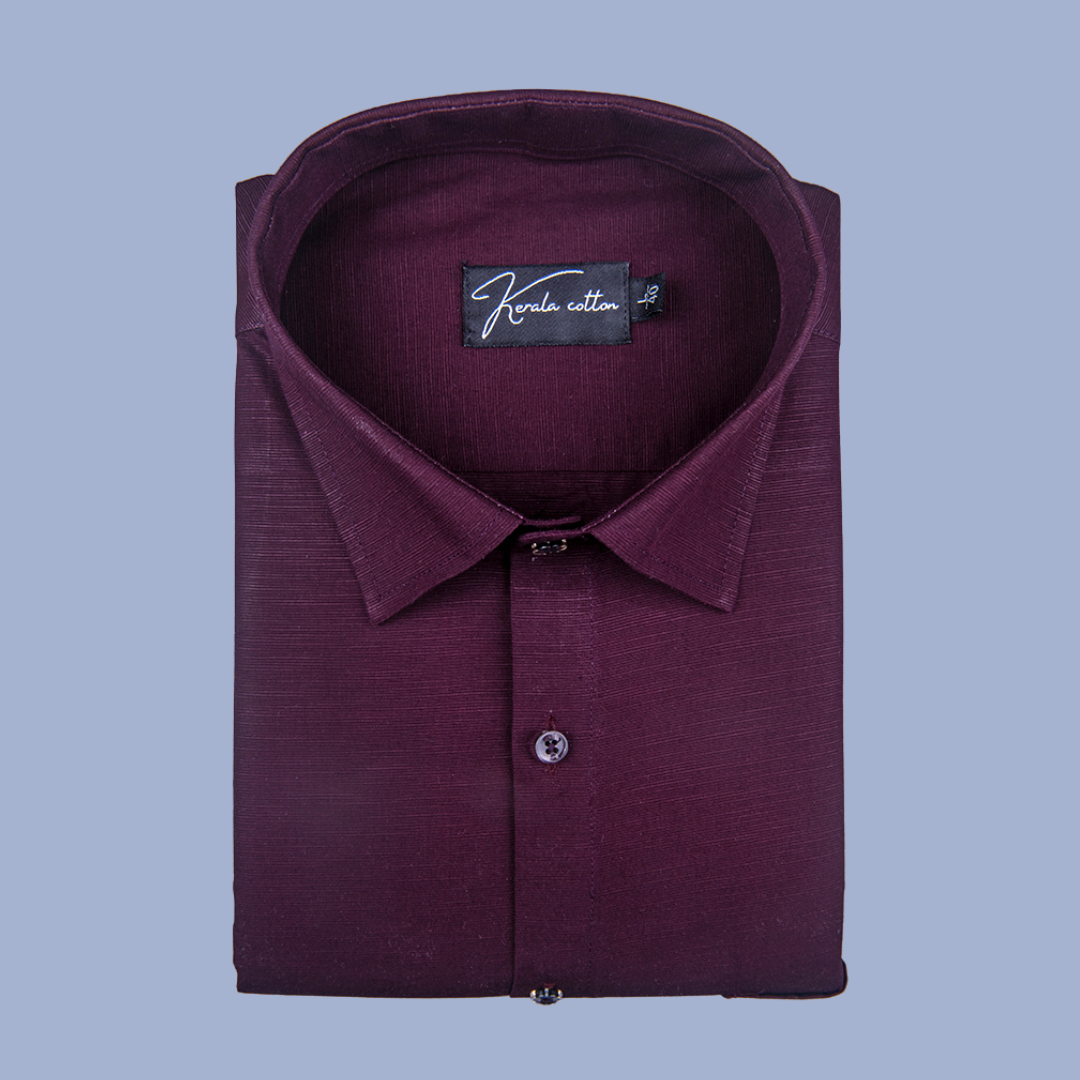 Wine Colour Lining Texture Cotton Shirts for Men