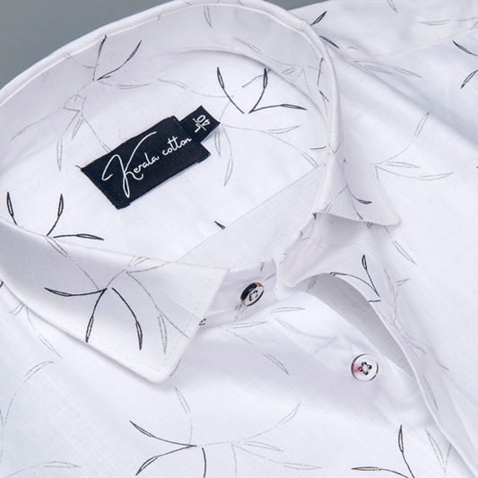 Turkey Linen White With Black Print Shirts for Men