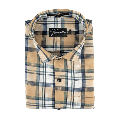 Checks  Fone with White Blue mix Cotton Shirts
