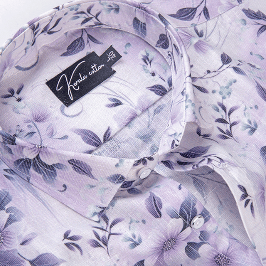 Italian linen lavender With Multicolour Flower Print