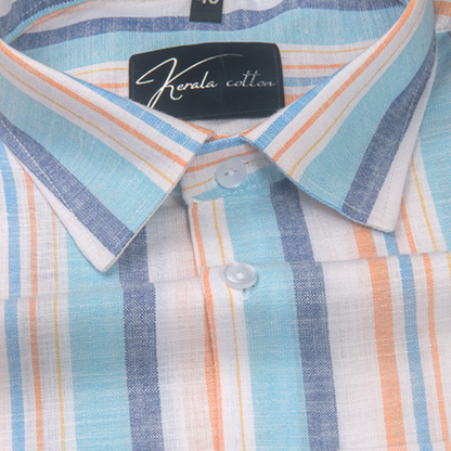 Oxford Multiple Sky Orange Strip Shirts for Men