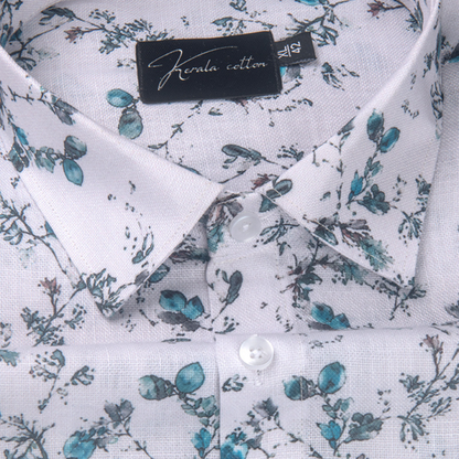 New Rusiyano White with Rama Flower Print Shirts for Men