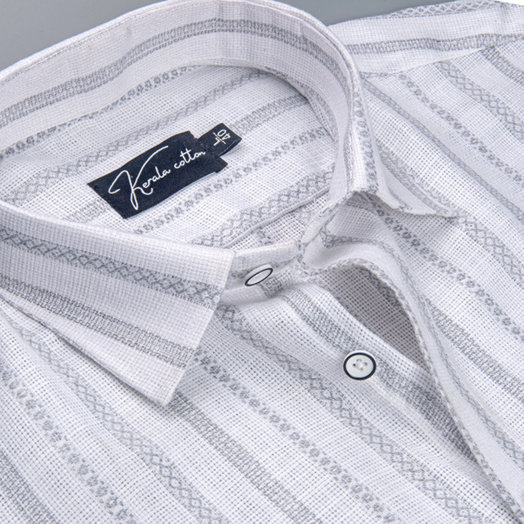 Jute Linen White with Grey Lining Shirts for Men