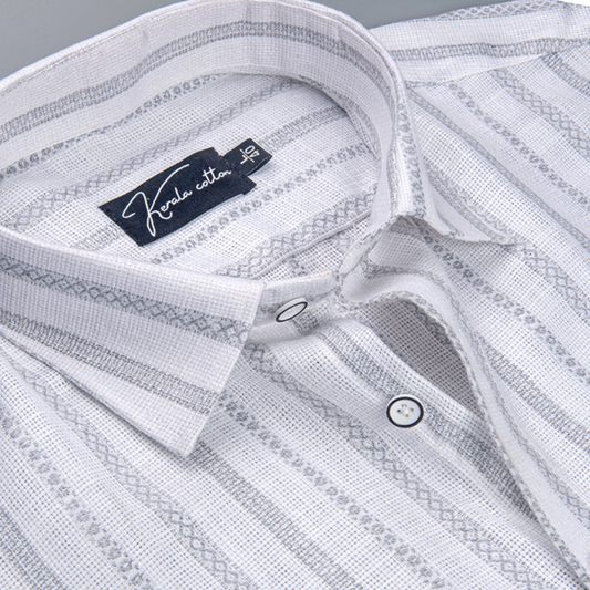 Jute Linen White with Grey Lining Shirts for Men