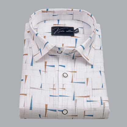 Turkey Cotton White with Blue Fone Print Shirts for Men