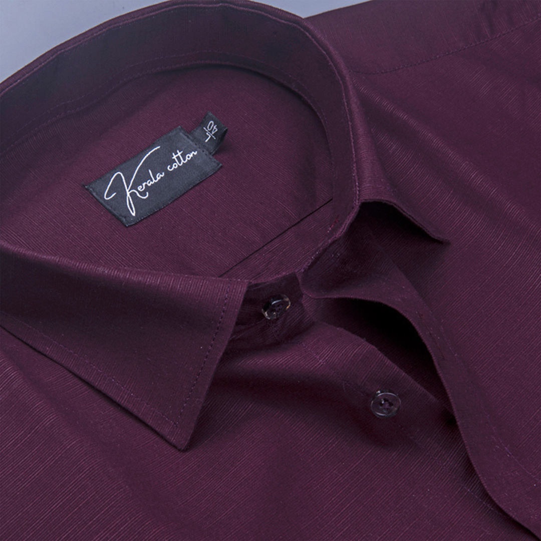Wine Colour Lining Texture Cotton Shirts for Men