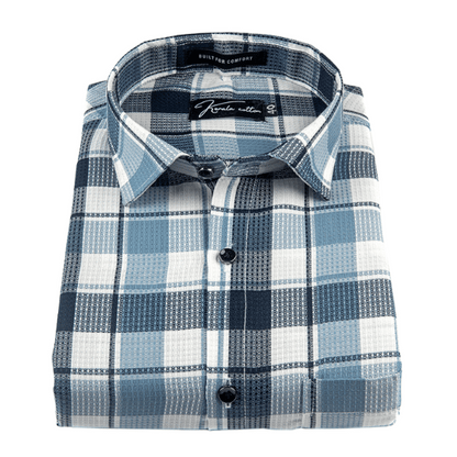 Checks White with Blue Mix Cotton Shirts