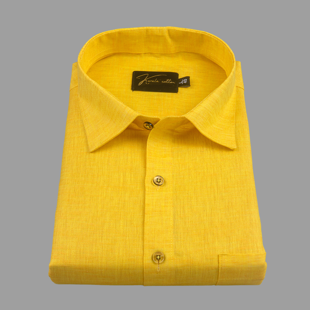 Linen Dark Yellow Colour Shirts for Men