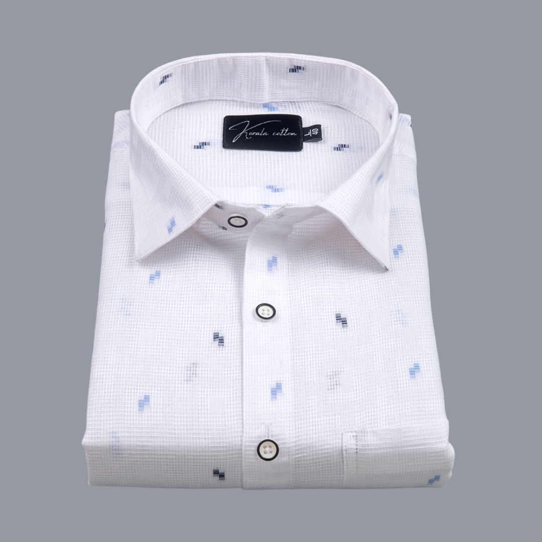 Linen New Butta White with Sky Sparkle Print Shirts