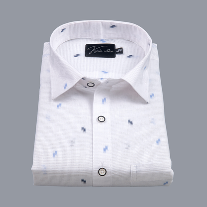 Linen New Butta White with Sky Sparkle Print Shirts
