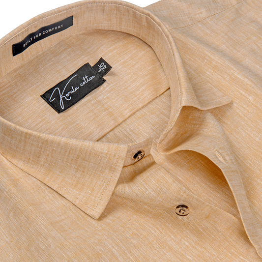 100% Linen Prime Light Orange Colour Shirts For Men