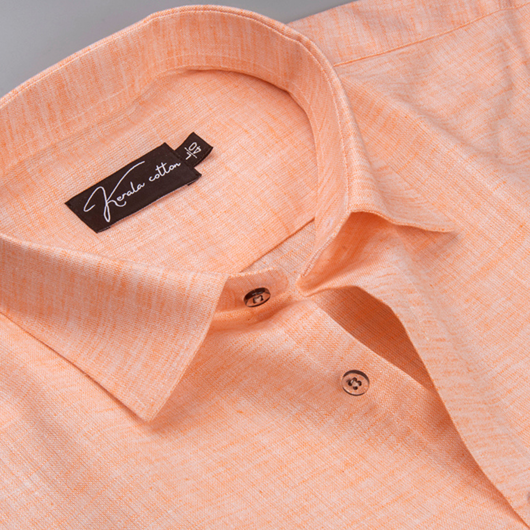 60 Lea Pure Linen Light Orange Colour Shirts for Men