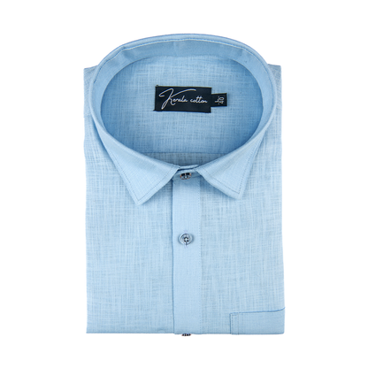 Light Sky Blue Colour Blended Linen Shirts for Men