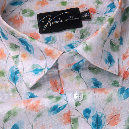 New Rusiyano Rama with Orange Flower Print Shirts for Men
