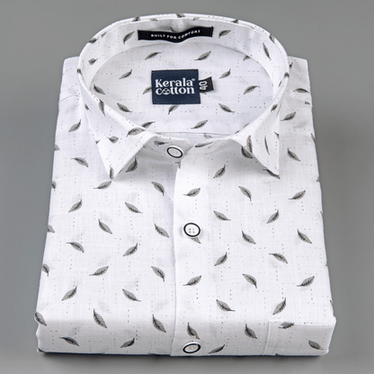 Turkey Linen White With Grey Blend Print Shirts