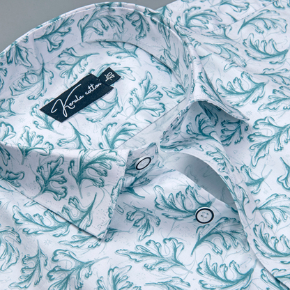 Gloster Cotton White with Rama Print Shirts for Men