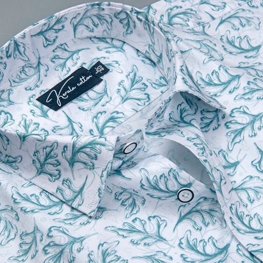 Gloster Cotton White with Rama Print Shirts for Men