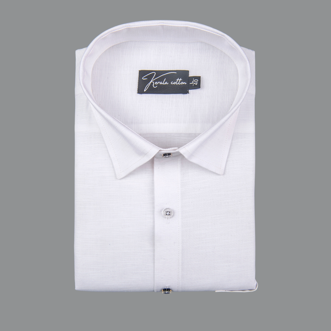 White Colour Lining Texture Cotton Shirts for Men