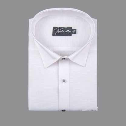 White Colour Lining Texture Cotton Shirts for Men