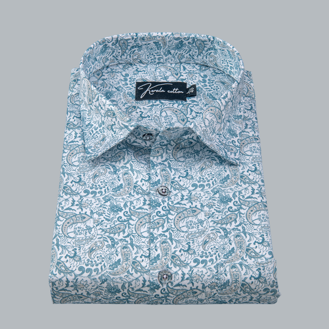 Trident White Rama Colour Cotton Print Shirts