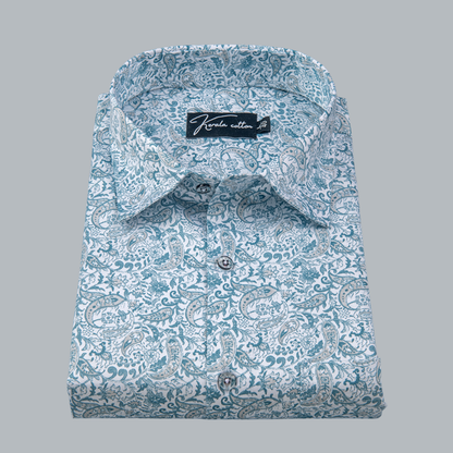 Trident White Rama Colour Cotton Print Shirts