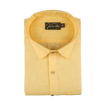 Light Yellow Colour Blended Linen Shirts for Men