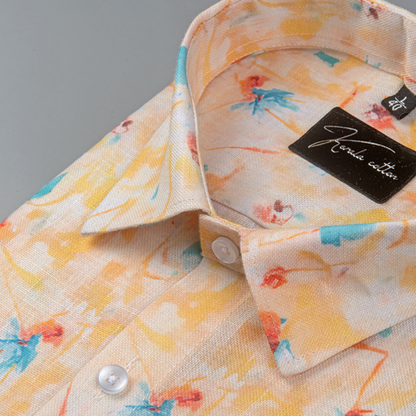 Rusiyano Linen Orange Sky Mix Shirts for Men
