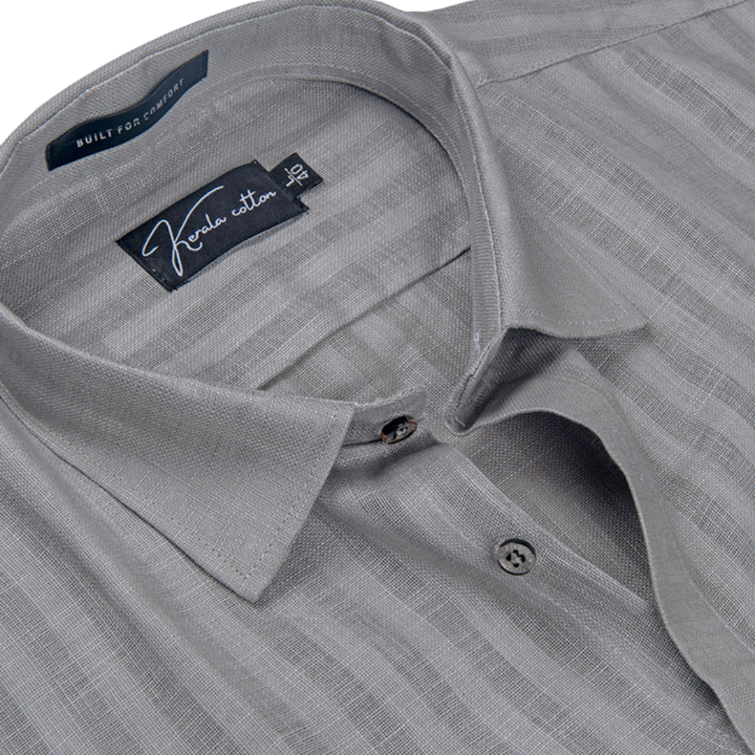 Linen Linning Gray Colour Shirts For Men – Kerala Cotton