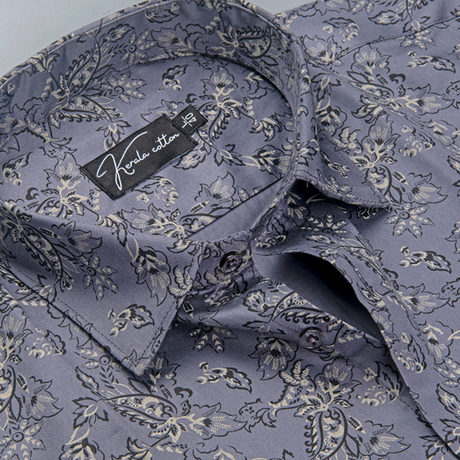 Gloster Cotton Lavender Pathan Print Shirts for Men