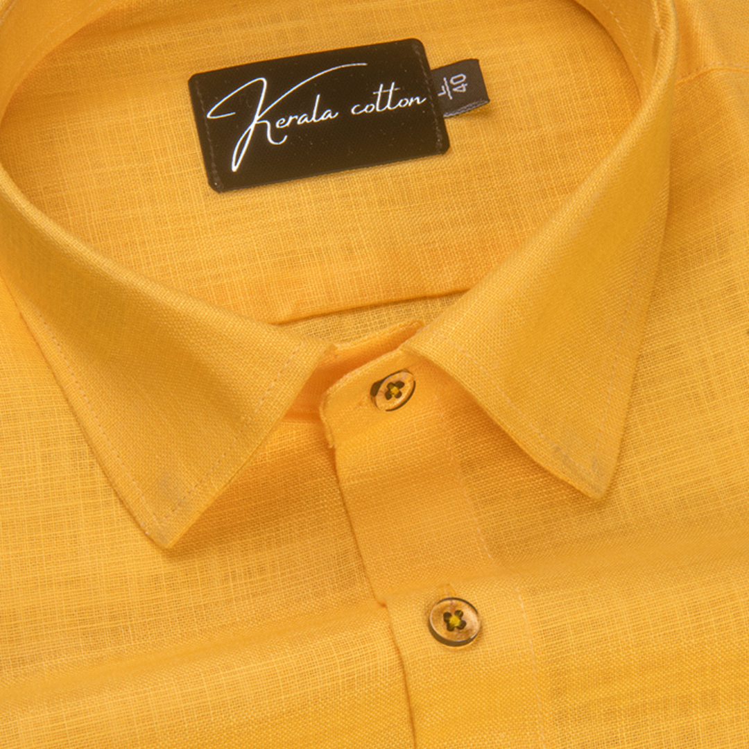 Bristol Linen Dark Yellow Colour Shirts For Men