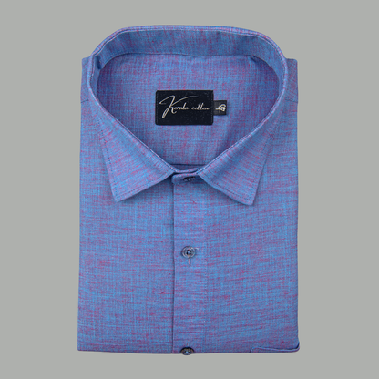 Linen New Wine Blue Mix Cotton Shirts