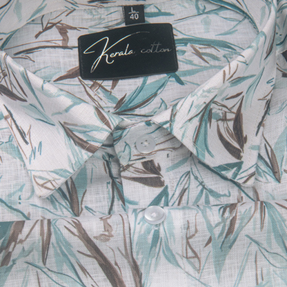 Linen Prime White with Rama Gray Sparkle Print Shirts for Men