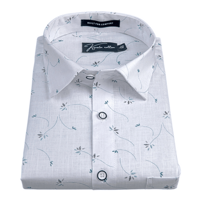 Turkey Linen white With New Sky Flower Print Shirts For Men