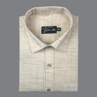 Mofatlal Khadi Cream with Checks Shirts for Men