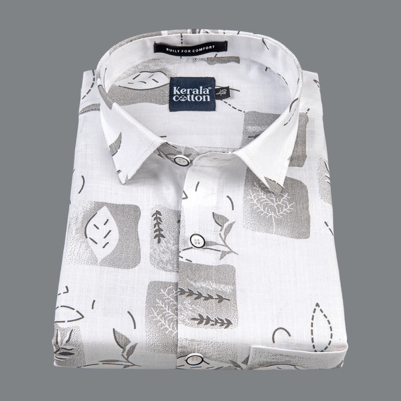 Turkey Linen White With Grey Square Print