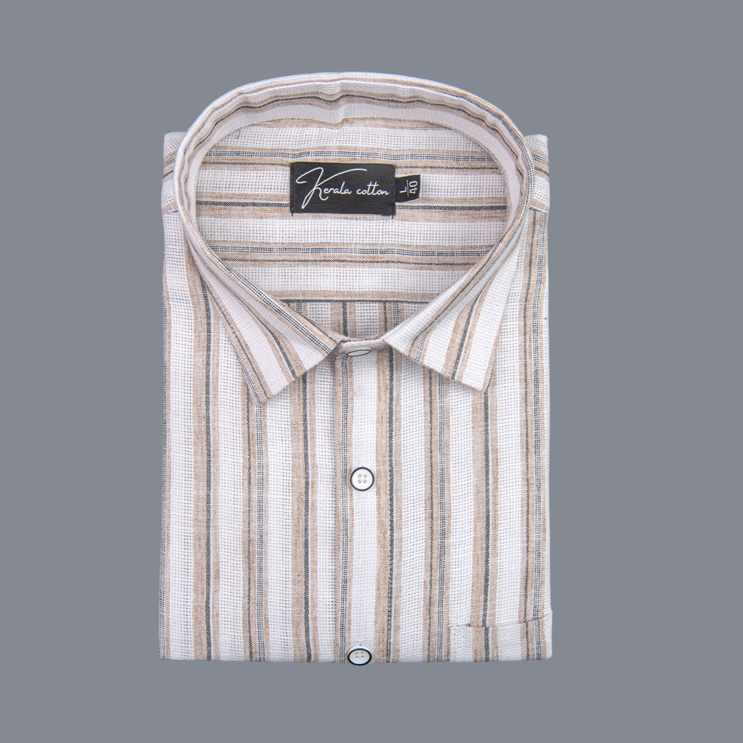 Jute Linen White with Fone Grey Mix Lining Shirts for Men